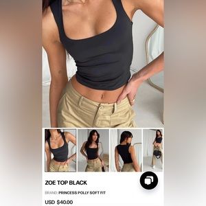 Princess Polly Black Crop Top
